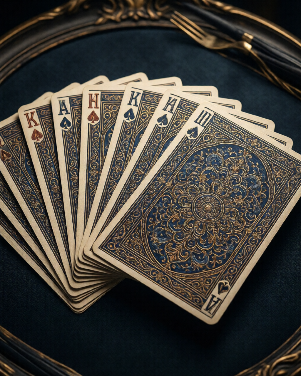 Card game table scene — কার্ড কৌশল