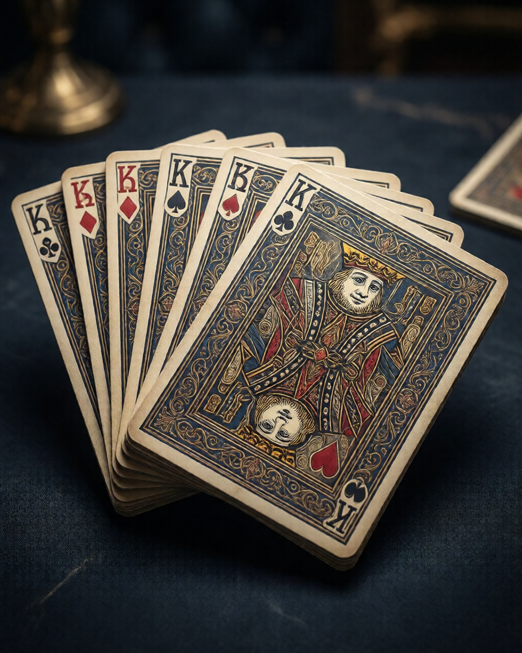 Card game table scene — تین پتی