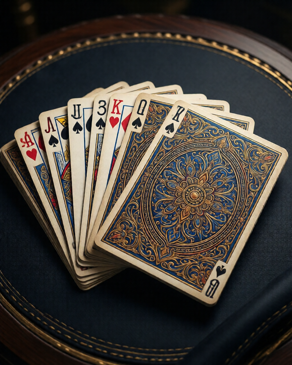 Card game table scene — تین پتی