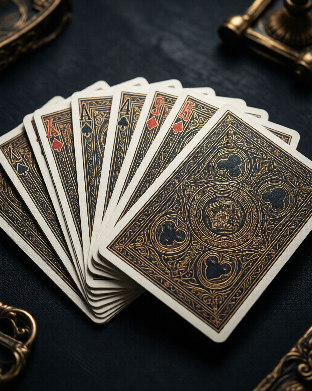Card game table scene — कार्ड रणनीति