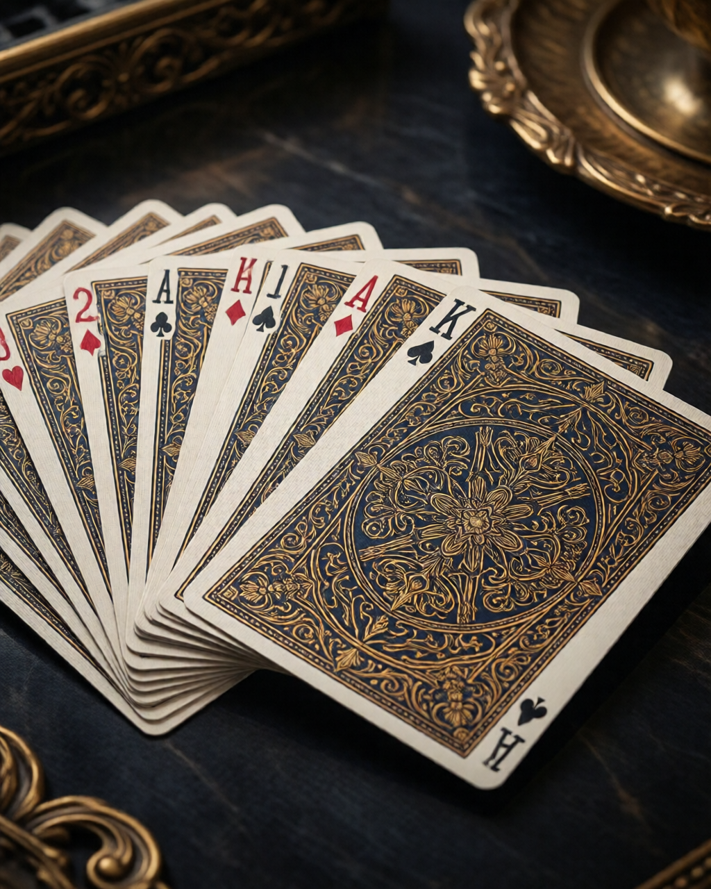 Card game table scene — हाथ पढ़ना