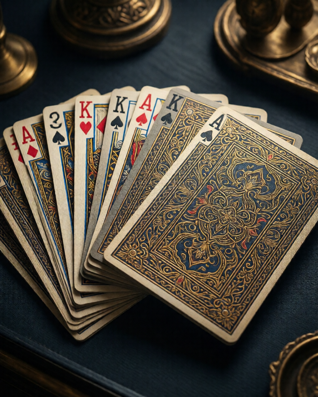 Card game table scene — हाथ पढ़ना