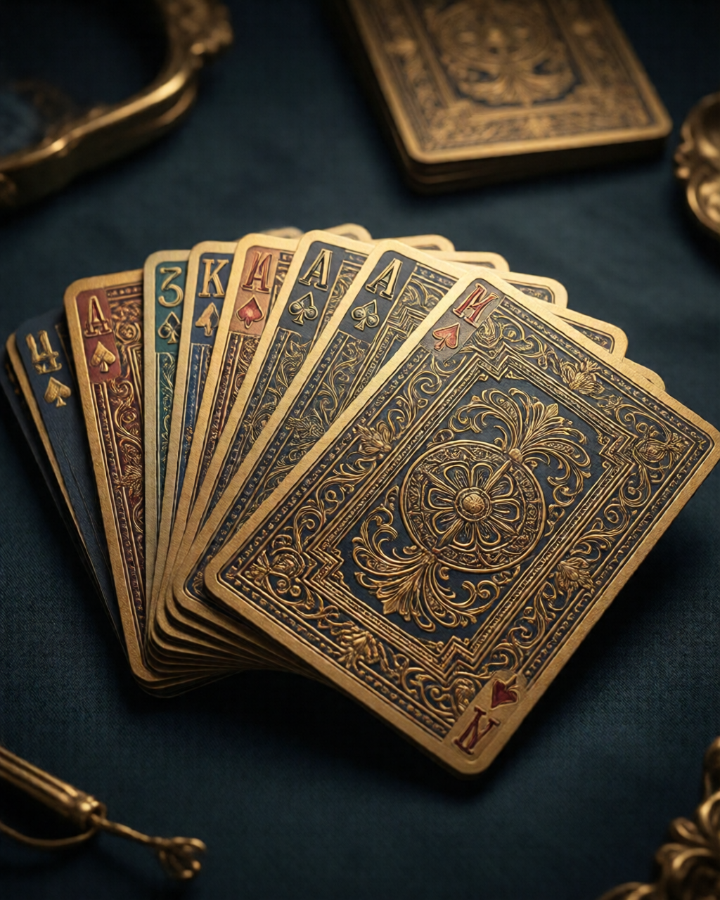 Card game table scene — कार्ड रणनीति