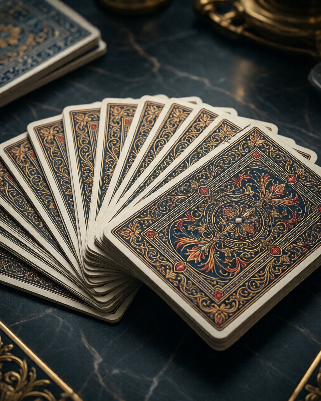 Card game table scene — تین پتی