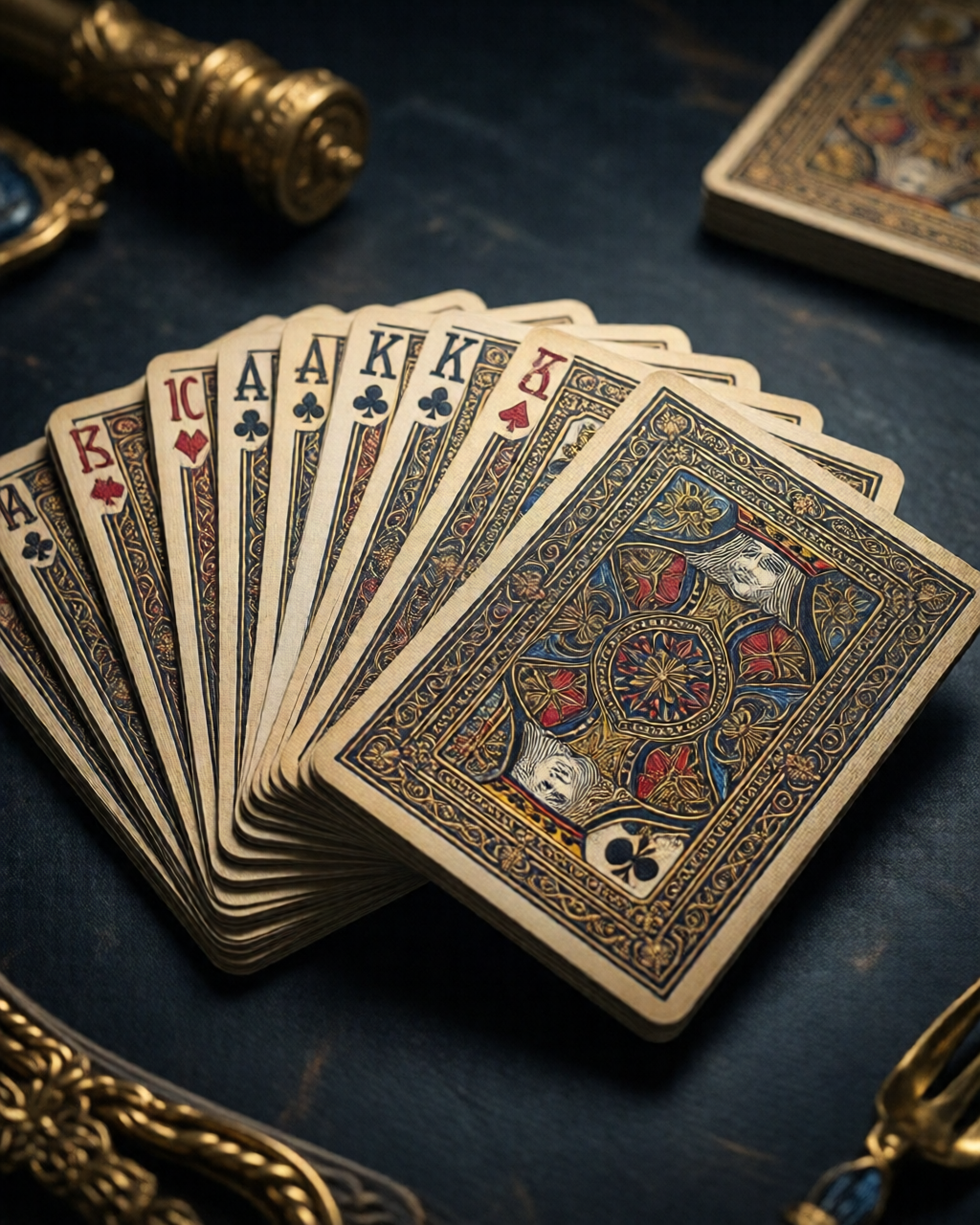 Card game table scene — تین پتی