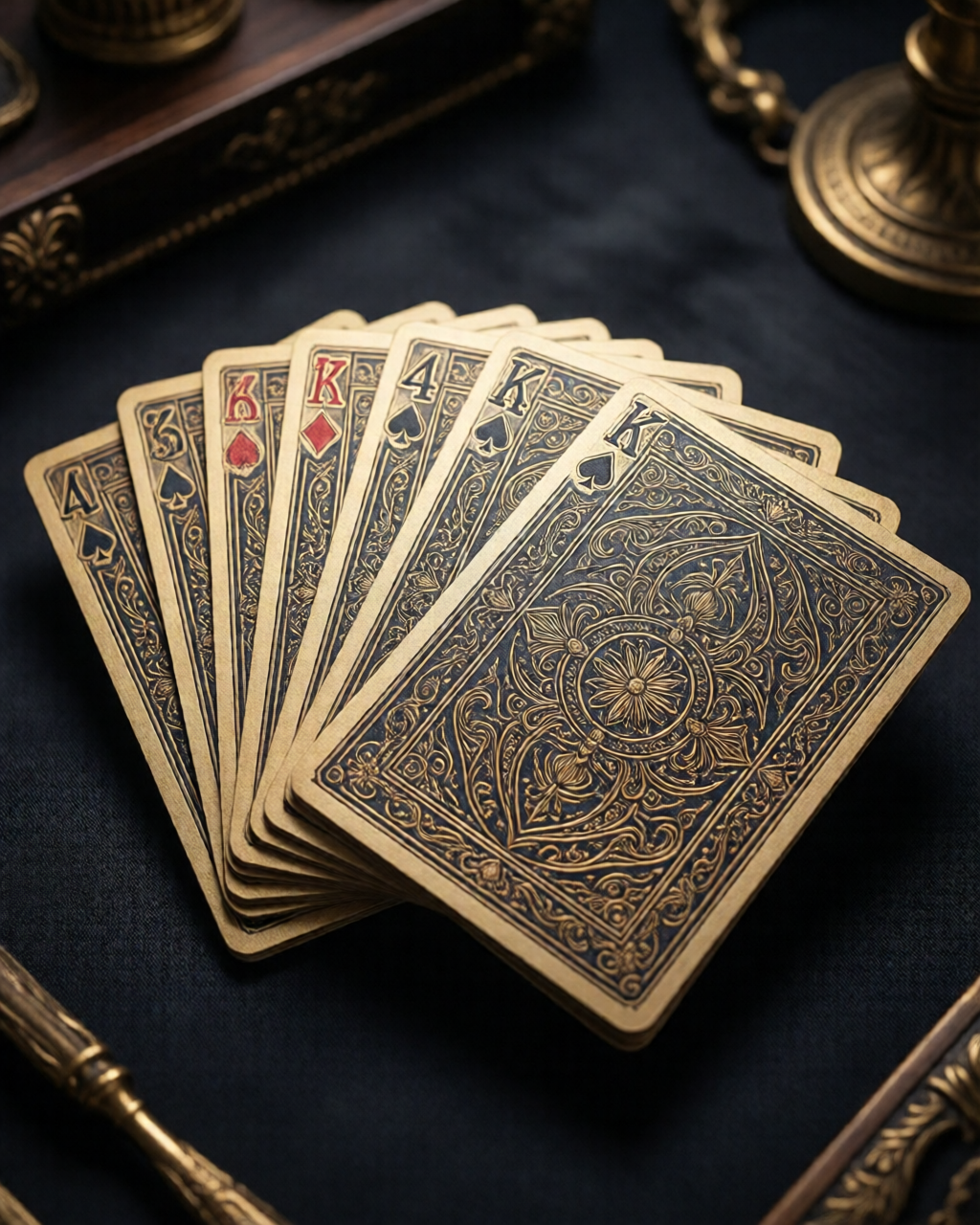Card game table scene — تین پتی