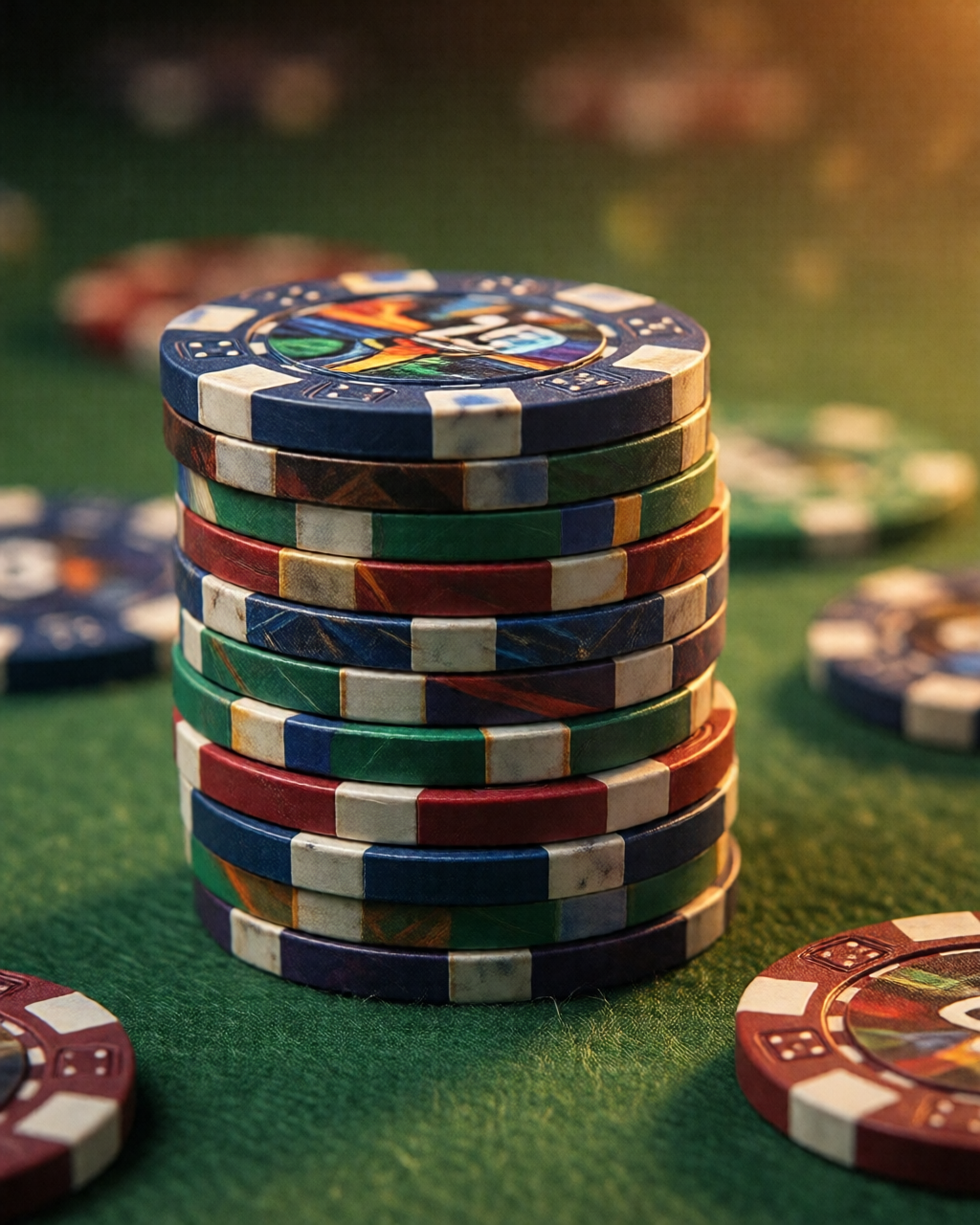 Card game table scene — تین پتی
