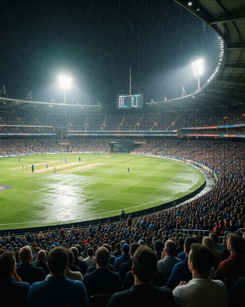 Cricket match scene — بیٹنگ نوٹس