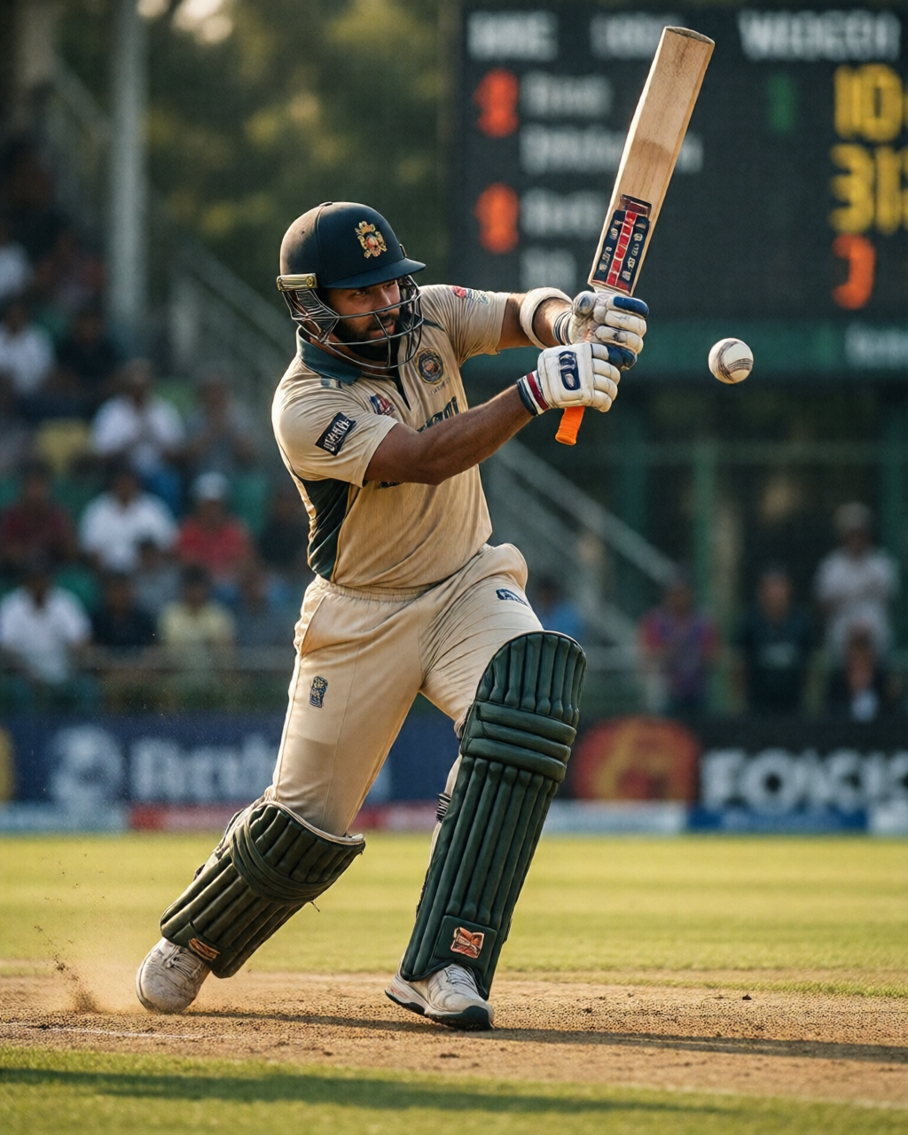 Cricket match scene — بیٹنگ نوٹس
