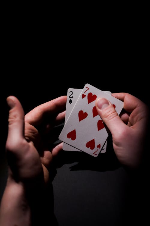 A person holding two cards in their hands · Free Stock Photo